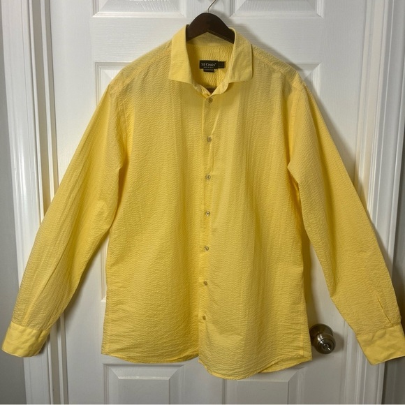 St. Croix Men's Casual Button Down Shirt in Bright Yellow Size Large Cotton - Picture 1 of 7